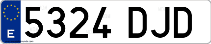 Ejemplo de matrícula de coche ordinaria 5324 DJD