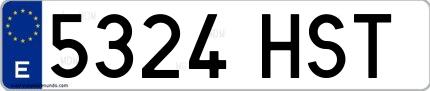 Ejemplo de matrícula española 5324 HST