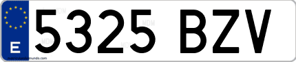 Ejemplo de matrícula de coche ordinaria 5325 BZV