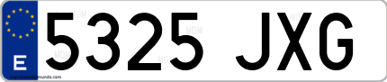 Ejemplo de matrícula de coche ordinaria 5325 JXG