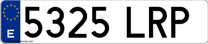 Ejemplo de matrícula de coche ordinaria 5325 LRP