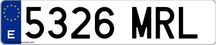 Ejemplo de matrícula española 5326 MRL