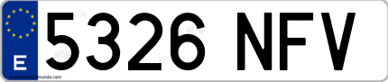 Ejemplo de matrícula de coche ordinaria 5326 NFV