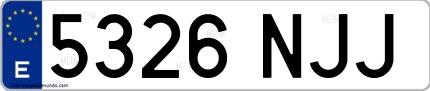 Ejemplo de matrícula española 5326 NJJ