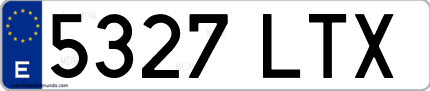 Ejemplo de matrícula de coche ordinaria 5327 LTX
