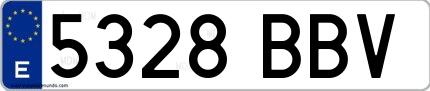 Ejemplo de matrícula española 5328 BBV