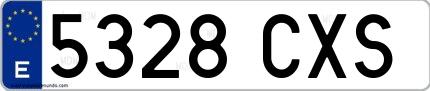 Ejemplo de matrícula española 5328 CXS