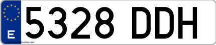 Ejemplo de matrícula de coche ordinaria 5328 DDH