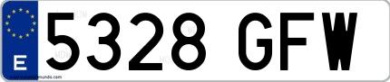 Ejemplo de matrícula española 5328 GFW