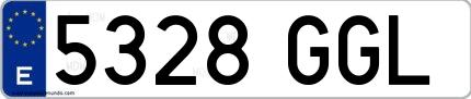 Ejemplo de matrícula española 5328 GGL