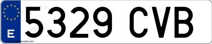 Ejemplo de matrícula española 5329 CVB