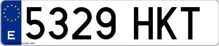 Ejemplo de matrícula española 5329 HKT