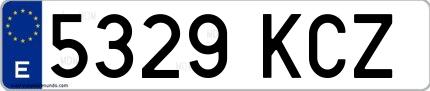 Ejemplo de matrícula española 5329 KCZ