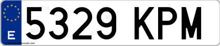 Ejemplo de matrícula de coche ordinaria 5329 KPM