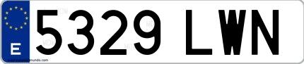Ejemplo de matrícula española 5329 LWN