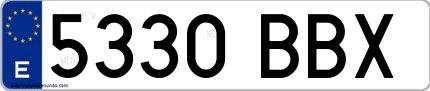 Ejemplo de matrícula española 5330 BBX