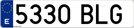 Ejemplo de matrícula de coche ordinaria 5330 BLG