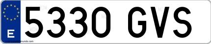 Ejemplo de matrícula española 5330 GVS