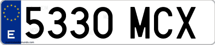 Ejemplo de matrícula de coche ordinaria 5330 MCX
