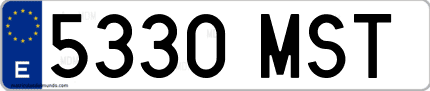 Ejemplo de matrícula de coche ordinaria 5330 MST