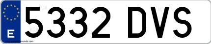 Ejemplo de matrícula española 5332 DVS
