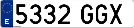 Ejemplo de matrícula de coche ordinaria 5332 GGX