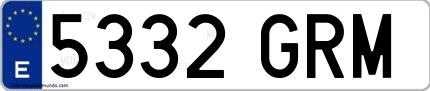 Ejemplo de matrícula española 5332 GRM