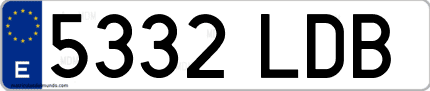 Ejemplo de matrícula de coche ordinaria 5332 LDB