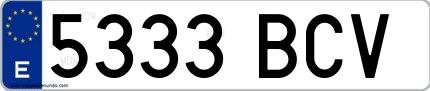Ejemplo de matrícula española 5333 BCV