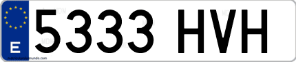 Ejemplo de matrícula de coche ordinaria 5333 HVH