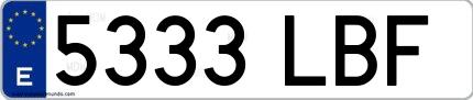 Ejemplo de matrícula española 5333 LBF