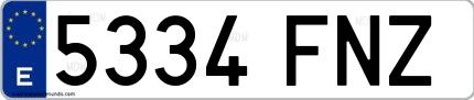 Ejemplo de matrícula española 5334 FNZ