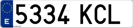 Ejemplo de matrícula española 5334 KCL