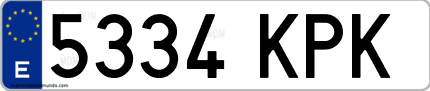 Ejemplo de matrícula de coche ordinaria 5334 KPK