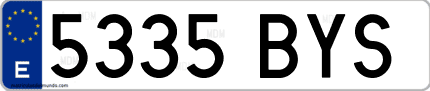 Ejemplo de matrícula de coche ordinaria 5335 BYS