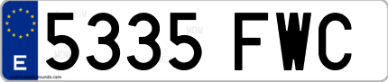 Ejemplo de matrícula de coche ordinaria 5335 FWC