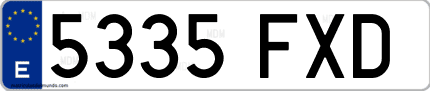 Ejemplo de matrícula de coche ordinaria 5335 FXD
