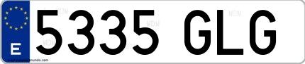 Ejemplo de matrícula española 5335 GLG