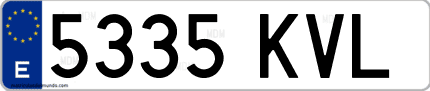 Ejemplo de matrícula de coche ordinaria 5335 KVL