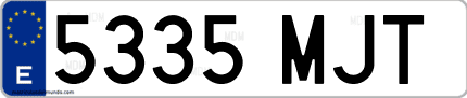 Ejemplo de matrícula de coche ordinaria 5335 MJT