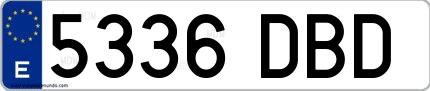 Ejemplo de matrícula española 5336 DBD