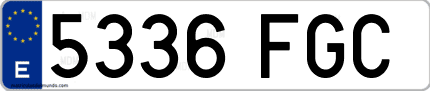 Ejemplo de matrícula de coche ordinaria 5336 FGC
