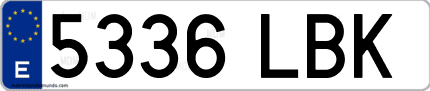 Ejemplo de matrícula de coche ordinaria 5336 LBK