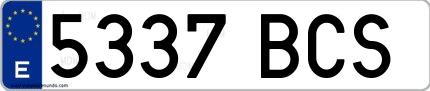 Ejemplo de matrícula española 5337 BCS