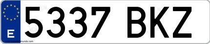 Ejemplo de matrícula española 5337 BKZ