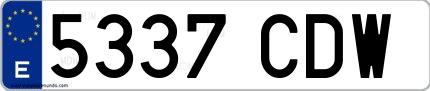 Ejemplo de matrícula española 5337 CDW