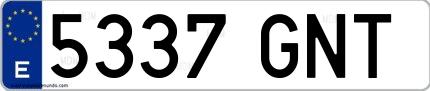 Ejemplo de matrícula española 5337 GNT