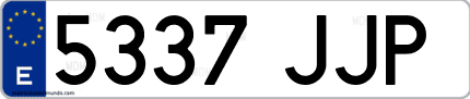 Ejemplo de matrícula de coche ordinaria 5337 JJP