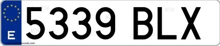 Ejemplo de matrícula española 5339 BLX