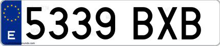 Ejemplo de matrícula española 5339 BXB